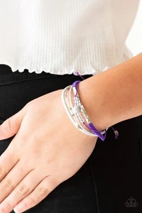 Bracciale Paparazzi - Fai una passeggiata spaziale - Viola, Argento Metallizzato - Cravatta - Urban - Foto 1 di 2