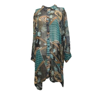 Cardigan spolverino leggero più laterale donna taglia 6X multicolore floreale con bottoni - Foto 1 di 17