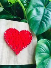 WOODEN WOOLEN RED HEART LOVE GIFTING SIGN TABLE ORNAMENT SHELF HAND MADE