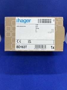Hager BD163T Earth leakage Add-on-Block 3P 63A 30mA A Class 1mod Electronic - Picture 1 of 5