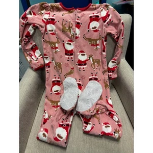 NWT Girls Carter's Christmas Santa Footed Pajamas - Size 5 - Picture 1 of 2