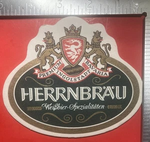 HERRNBRAU PILS 5X4 ZOLL OVALER BIERUNTERSETZER VINTAGE SELTEN - Bild 1 von 2