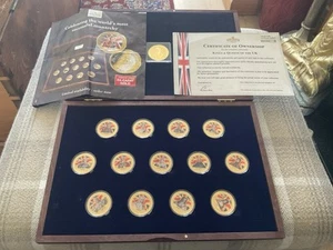 Windsor Mint KINGS AND QUEENS OF THE UK Gold Plated Coin Set - Boxed - Picture 1 of 18