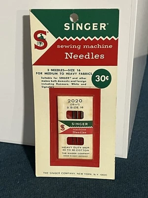 Máquina de coser SINGER vintage años 60 3 agujas talla 16 (15x1) 2020 nueva en tarjeta Foto 1 de 4