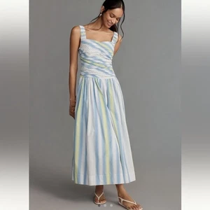 Nuevo con etiquetas Maxi Vestido Anthropologie Cuello Cuadrado Cintura Caída Talla XL - Imagen 1 de 16