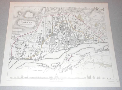 WARSAW. ORIGINAL SDUK CITY PLAN DATED 1831. MAP 41 x 35 cms. VERY GOOD CONDITION Foto 1 de 4