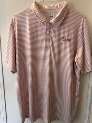 Polo de golf puro para hombre grande rosa y blanco elástico mejor sensación en golf al aire libre L Foto 1 de 4