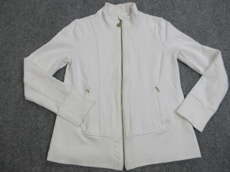 Chaqueta de lujo Lilly Pulitzer para mujer pequeña blanca con cremallera frontal ropa deportiva atlética Foto 1 de 4
