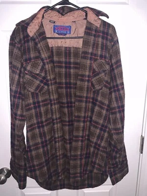 复古 Ponderosa by Bardon 西部格子法兰绒羊毛混纺衬衫 尺寸 M — 第 1/4 张图片