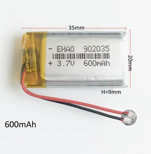 3.7V 600mAh Lipo Rechargeable Battery 902035 For GPS Bluetooth Recorder XH2.54 - Bild 1 von 7