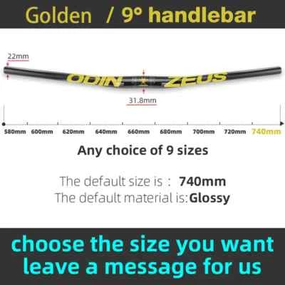 Manillar plano o elevado para bicicleta de montaña de fibra de carbono de 9 grados 31,8 mm * 600-740 mm  Foto 1 de 4