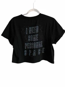 Womens  "I Need Some Personal Space"Black Graphic Print  Oversize CropTop Size L - Picture 1 of 6