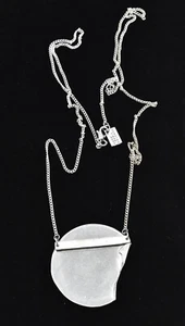 Modernist Designer ANNE MARIE CHAGNON Silver Tone Assymetrical Metal Necklace - Picture 1 of 2
