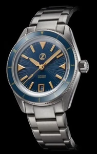 New Zelos HORIZONS 200M 12HR SS Steel COBALT BLUE 39mm Watch - DEALER & WARRANTY - Picture 1 of 4