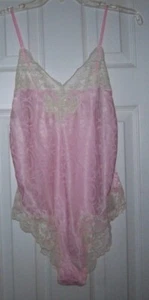 Vintage Eve Stillman Couture Womens Small Teddy Pink Satin Silky Lace V-Neck NEW - Picture 1 of 13