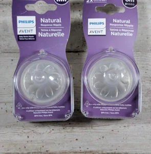Lot Pair Philips Avent Natural Response Nipple for Philips Avent Bottles - 0m 6M - Picture 1 of 9