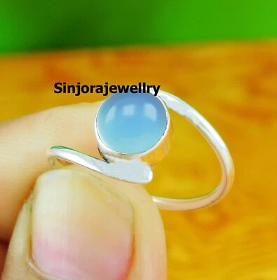 Anello regalo fatto a mano in argento sterling 925 con pietra preziosa calced... - Immagine 1 di 4