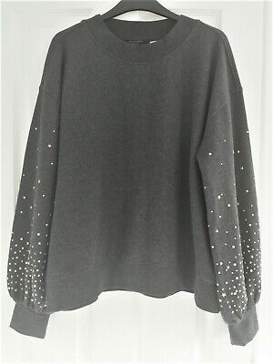 All Saints Star Stud Cotton Grey Charcoal Sweatshirt Size M • 35.03€