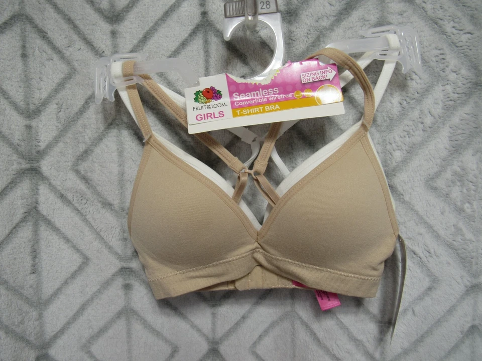 Nuevo Sujetador Camiseta Fruit of the Loom Talla 28 Niñas Conjunto de 2 Convertibles Sin Costuras Foto 1 de 4