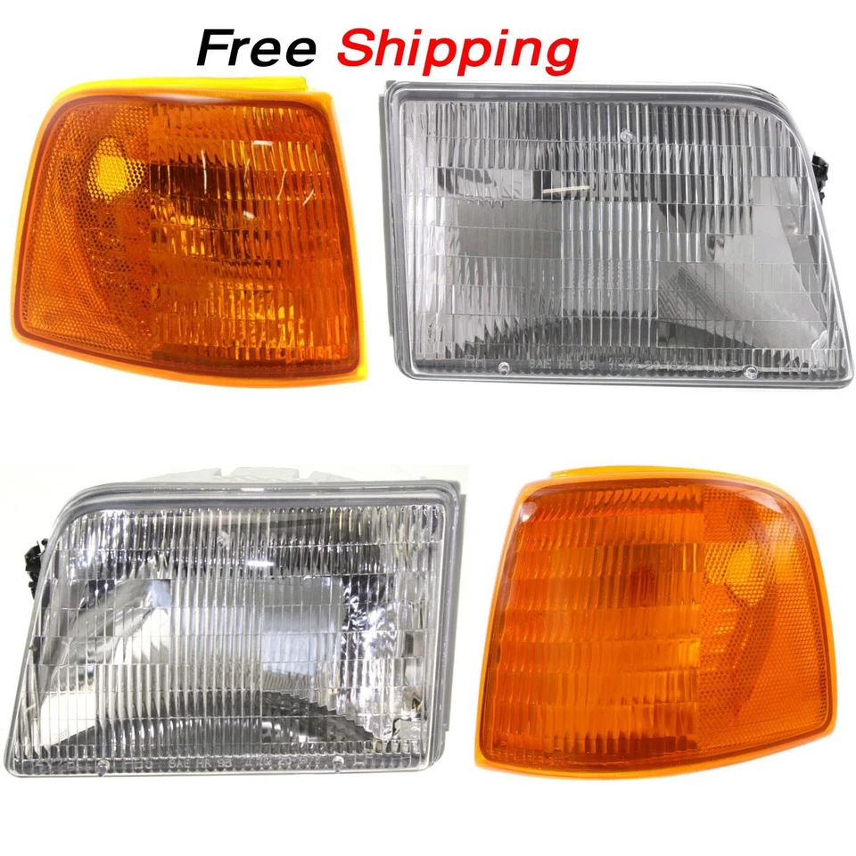 New For 93-97 Left & Right Headlight & Corner Parking Lights FORD RANGER 4pc - Image 1 of 4