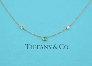 Collar De Oro Amarillo De 18K Con Diamantes Y Esmeraldas Tiffany & Co - Imagen 1 de 4