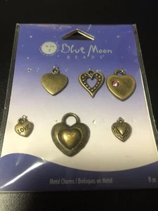 Blue Moon Beads Heart Charms Metal Bronze Tone Partial Package 6 Of 8 Charms - Picture 1 of 9