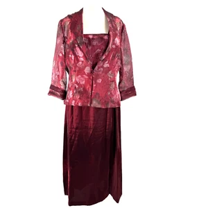 ALEX EVENINGS 2pc Jacket Gown Maxi Dress Formal Mother Bride Women's 18 Floral - Picture 1 of 11