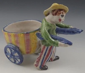 VIETRI ITALY MAN PULLING CART POTTERY FIGURINE 1950's LARGE #74 - Picture 1 of 6