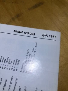 Genuine Mercedes Wiring Diagram 1977 Model 230 USA Spec 123.023 - Picture 1 of 3