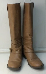 Candies Niñas Botas Altas Juveniles Talla 4 Cuero Sintético Tostado Correas de Vaquero Cremallera - Imagen 1 de 9