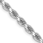 10k White Gold Rope 3.25mm Chain Necklace 22" for Women Men