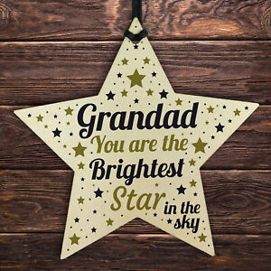 Christmas Tree Bauble Grave Memorial Ornament For Grandad Wooden Star Keepsake