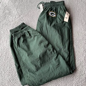 VTG Green Bay Packers Track Pant Green Men 2XL Crinkle Mesh Lined New w/Tags 90s - Picture 1 of 9