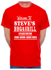 Customised Adult T-Shirt Steve's BBQ & Grill Choose Your Name Pub Caf? Name