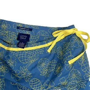 Charter Club Golfhose Gr. 6 blau gelb bestickt Blumen Crop Capri Ananas - Bild 1 von 5