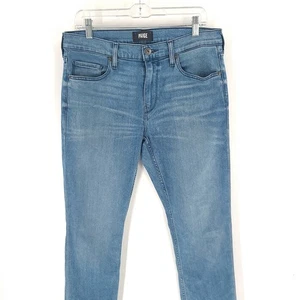 Paige Jeans Mens 33 x 32 Blue Lennox Mid Rise Straight Leg Rayon Light Wash - Picture 1 of 10