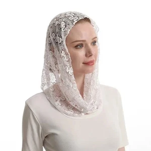 Delicate Lace Headscarf Foldable Covering for Travel Casual Use - Picture 1 of 8