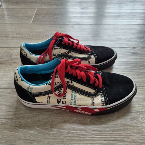 Scarpe skateboard Vans Off The Wall taglia 8 scamosciate tela rosso nero blu fiamme uomo