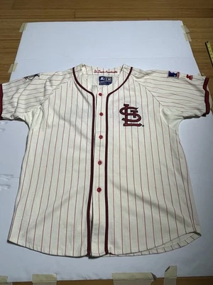 Camiseta de béisbol a rayas cosida de los St Louis Cardinals de St Louis Starter vintage talla grande Foto 1 de 4