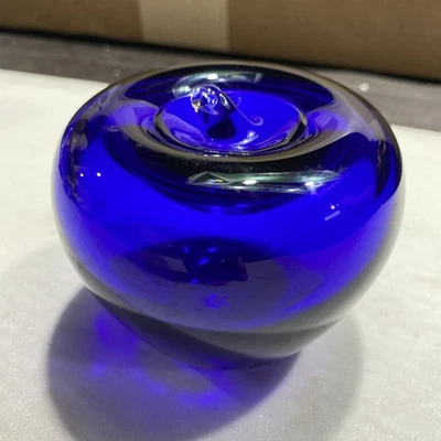 Vintage GLASS COBALT BLUE APPLE PAPERWEIGHT - Image 1 of 4