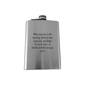 8oz When you Arise in the Morning Marcus Aurelius SS Flask - Picture 1 of 1