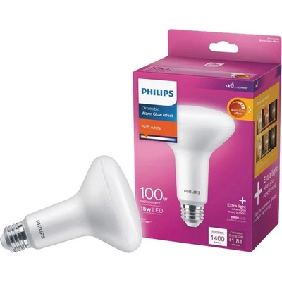 Philips Warm Glow 100W Equivalent Soft White BR30 Medium Dimmable LED Floodlight - Image 1 of 4