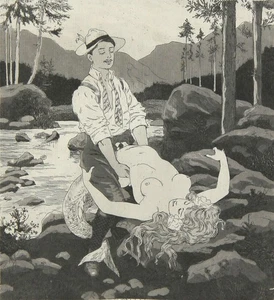 FRANZ VON BAYROS - Die Nixe - Radierung - um 1920 - Picture 1 of 2