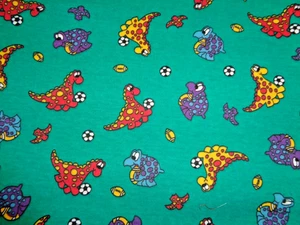 27" x 60"  DINOSAUR KNIT GREEN FABRIC - Picture 1 of 5