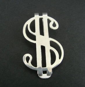 Money Clip Silver Dollar Sign Symbol Sterling 925 Money Clip - Picture 1 of 4