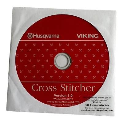 Husqvarna Viking Cross Stitcher Embroidery System  3.0 Windows 95 98 NT CD ONLY - Image 1 of 3