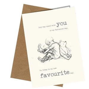 #1339 Tarjeta de cumpleaños aniversario de amistad de Winnie the Pooh día favorito - Imagen 1 de 2