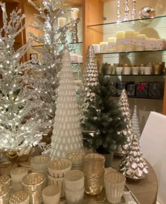 NEW Pottery Barn Silver Mercury Glass Christmas Tree Cloche 9” Holiday Winter - Image 1 of 4