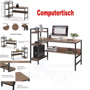 Computertisch Schreibtisch mit Ablagefächern Für Büro Wohnzimmer einfacher Aufb - Bild 1 von 7