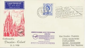 GB 1958, first flight of the German Lufthansa East "DRESDEN – ERFURT" very rare! - Picture 1 of 2